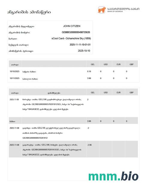 Georgia TBC bank dowód adresu szablon oświadczenia w formacie Word i PDF